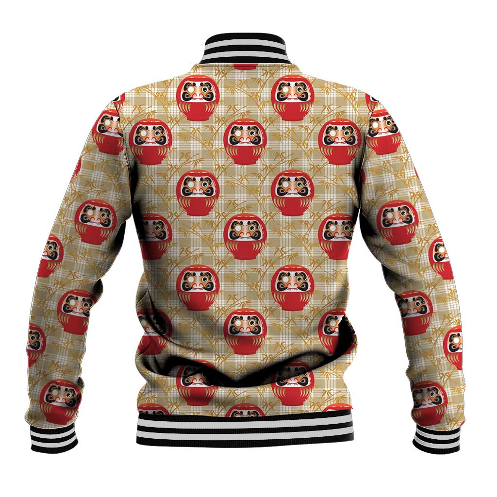 Japanese Daruma Doll Baseball Jacket Palaka With Seamless Bamboo Pattern - Polynesian Pride