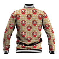 Japanese Daruma Doll Baseball Jacket Palaka With Seamless Bamboo Pattern - Polynesian Pride