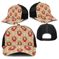 Japanese Daruma Doll Baseball Net Cap Palaka With Seamless Bamboo Pattern LT14 - Polynesian Pride