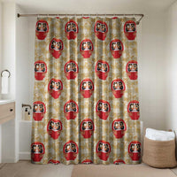 Japanese Daruma Doll Bathroom Set Palaka With Seamless Bamboo Pattern - Polynesian Pride