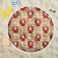 Japanese Daruma Doll Beach Blanket Palaka With Seamless Bamboo Pattern - Polynesian Pride