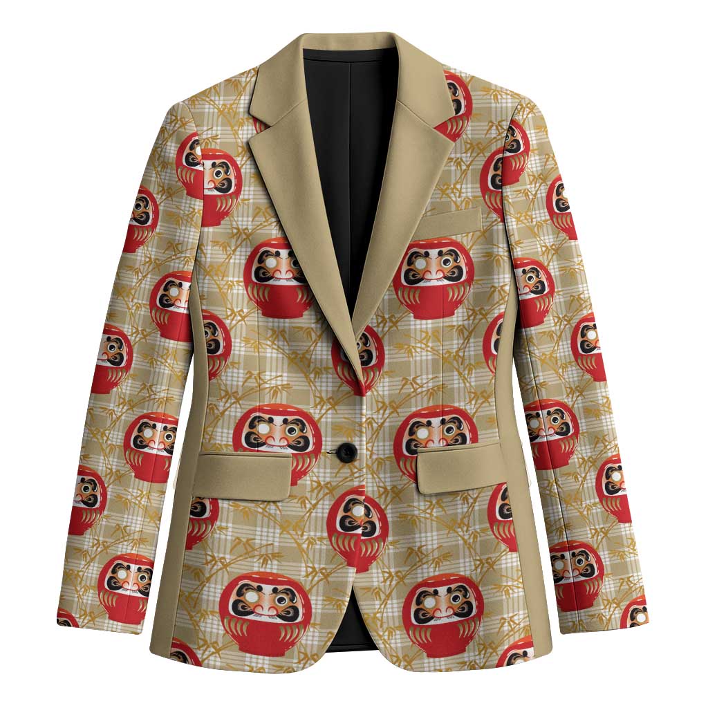 Japanese Daruma Doll Blazer Palaka With Seamless Bamboo Pattern - Polynesian Pride