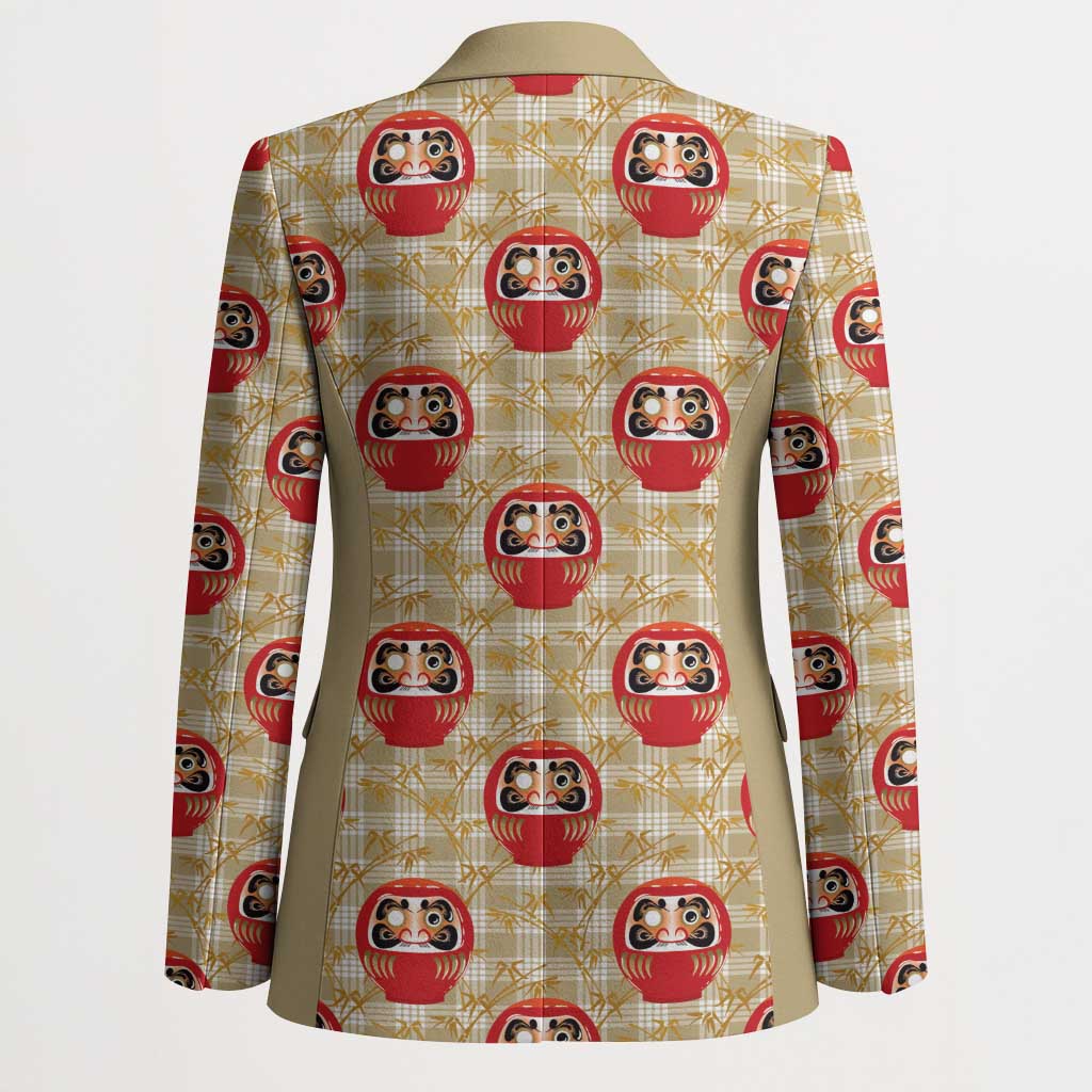 Japanese Daruma Doll Blazer Palaka With Seamless Bamboo Pattern - Polynesian Pride