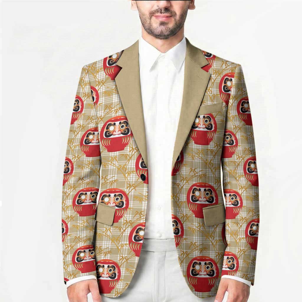 Japanese Daruma Doll Blazer Palaka With Seamless Bamboo Pattern - Polynesian Pride