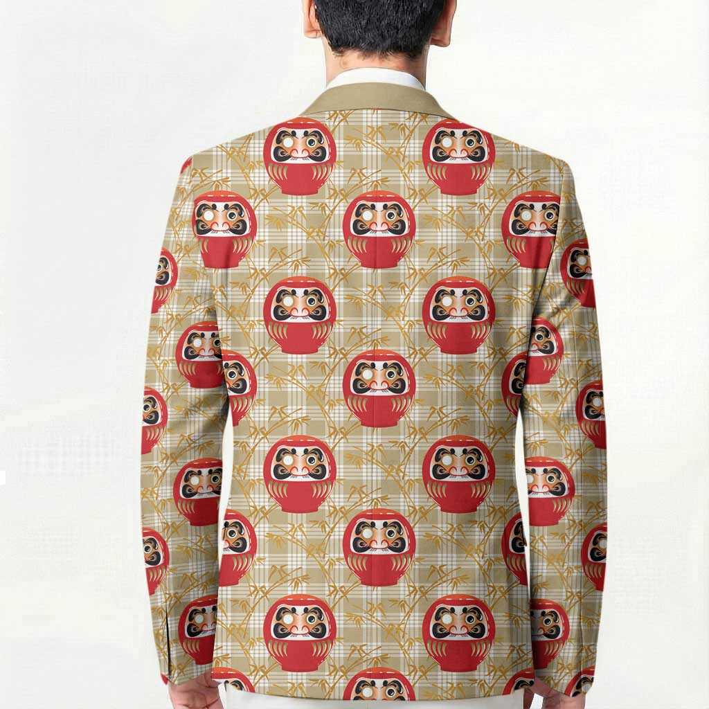 Japanese Daruma Doll Blazer Palaka With Seamless Bamboo Pattern - Polynesian Pride