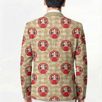Japanese Daruma Doll Blazer Palaka With Seamless Bamboo Pattern - Polynesian Pride