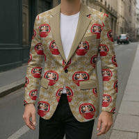 Japanese Daruma Doll Blazer Palaka With Seamless Bamboo Pattern - Polynesian Pride