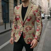 Japanese Daruma Doll Blazer Palaka With Seamless Bamboo Pattern - Polynesian Pride