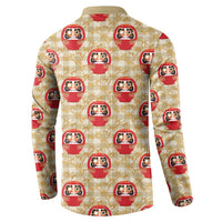 Japanese Daruma Doll Button Sweatshirt Palaka With Seamless Bamboo Pattern LT14 - Polynesian Pride