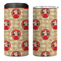 Japanese Daruma Doll 4 in 1 Can Cooler Tumbler Palaka With Seamless Bamboo Pattern - Polynesian Pride