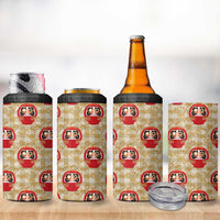 Japanese Daruma Doll 4 in 1 Can Cooler Tumbler Palaka With Seamless Bamboo Pattern - Polynesian Pride