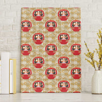 Japanese Daruma Doll Canvas Wall Art Palaka With Seamless Bamboo Pattern LT14 Without Frame Beige - Polynesian Pride