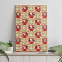 Japanese Daruma Doll Canvas Wall Art Palaka With Seamless Bamboo Pattern LT14 - Polynesian Pride