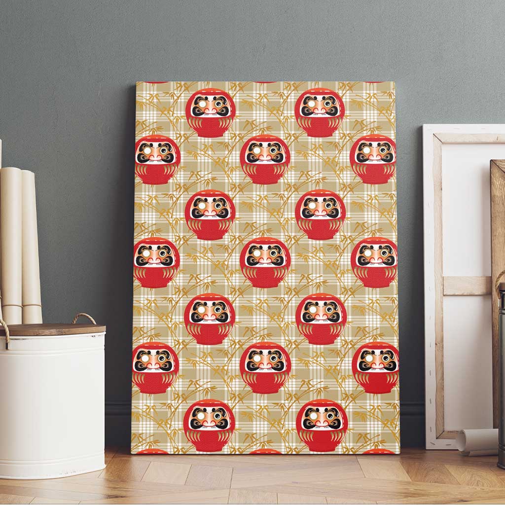 Japanese Daruma Doll Canvas Wall Art Palaka With Seamless Bamboo Pattern LT14 - Polynesian Pride