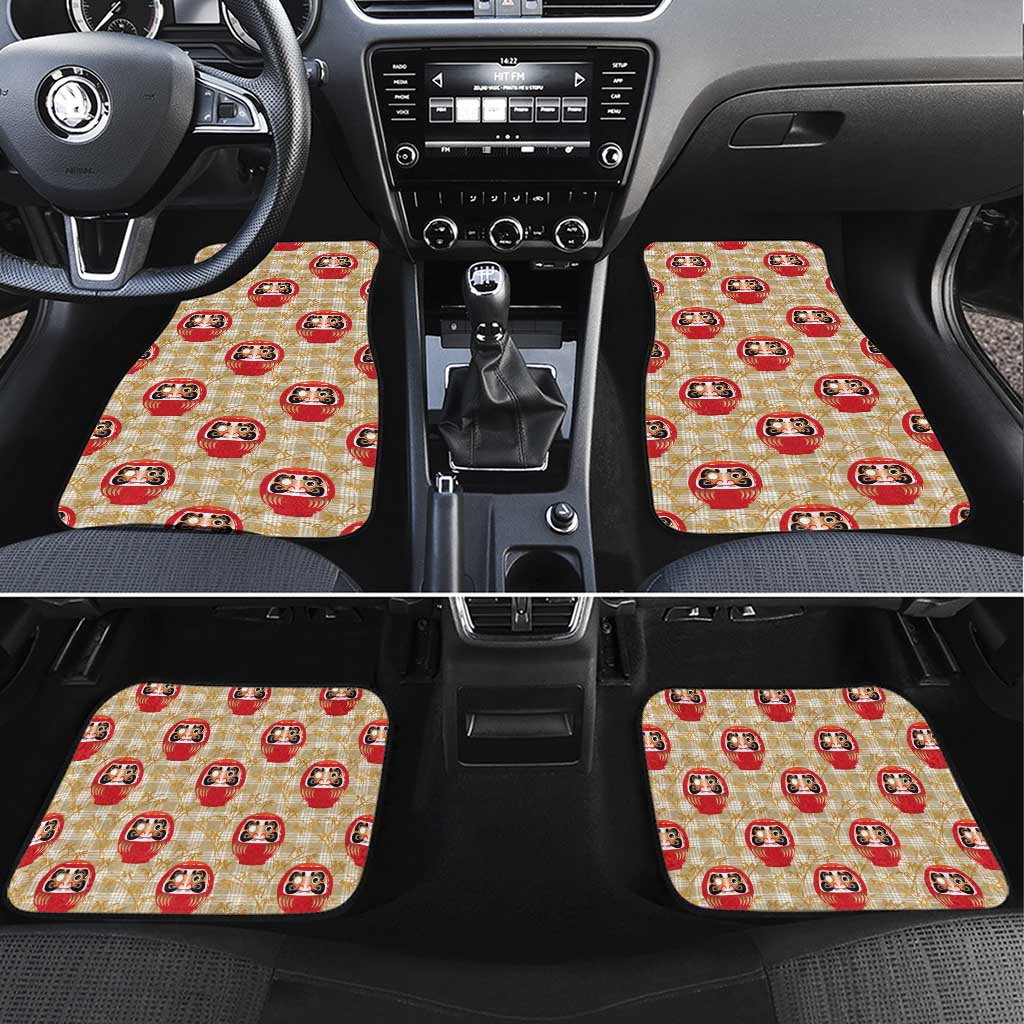 Japanese Daruma Doll Car Mats Palaka With Seamless Bamboo Pattern LT14 Set 4pcs Beige - Polynesian Pride
