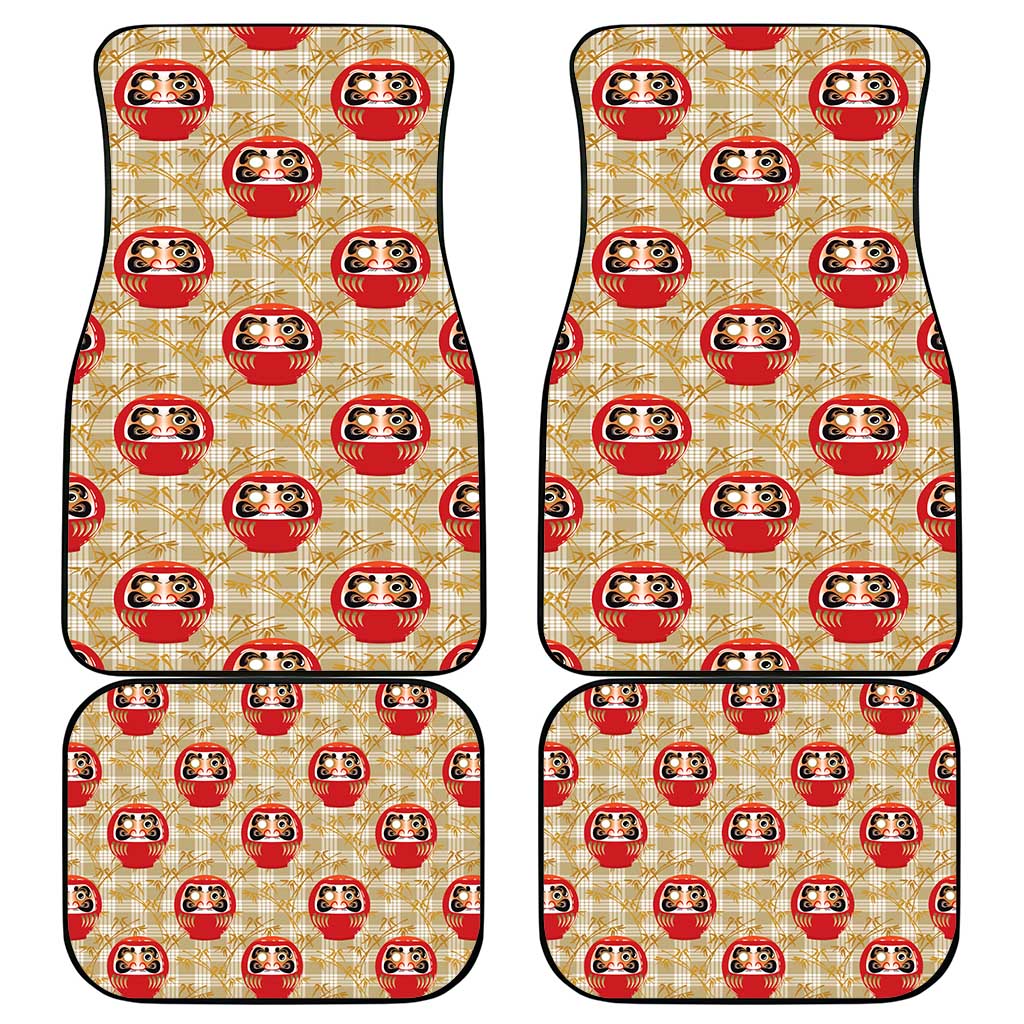 Japanese Daruma Doll Car Mats Palaka With Seamless Bamboo Pattern LT14 - Polynesian Pride