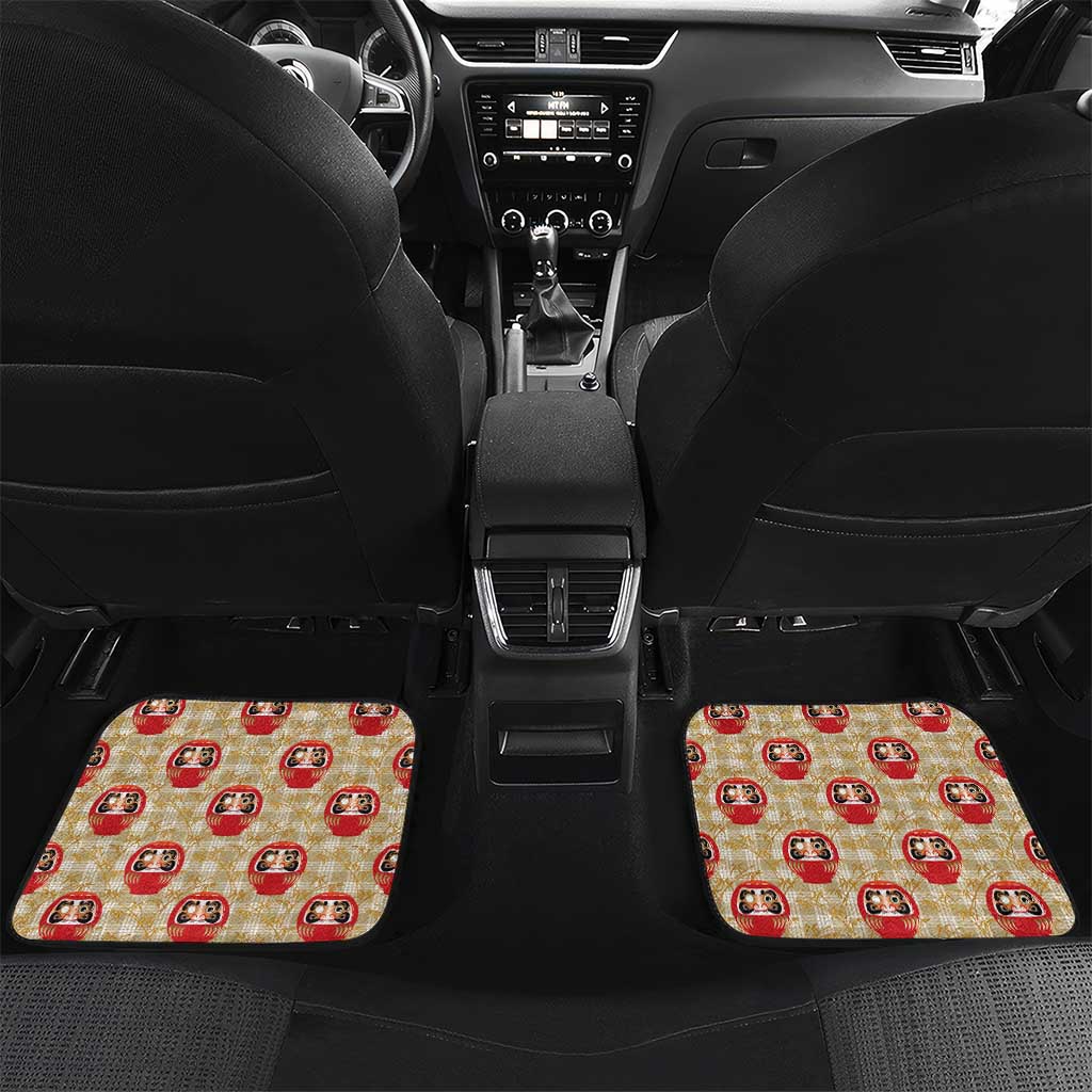 Japanese Daruma Doll Car Mats Palaka With Seamless Bamboo Pattern LT14 Set 2pcs - Back Beige - Polynesian Pride