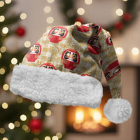 Japanese Daruma Doll Christmas Santa Hat Palaka With Seamless Bamboo Pattern LT14 With Fur Beige - Polynesian Pride