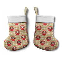 Japanese Daruma Doll Christmas Stocking Palaka With Seamless Bamboo Pattern LT14 - Polynesian Pride