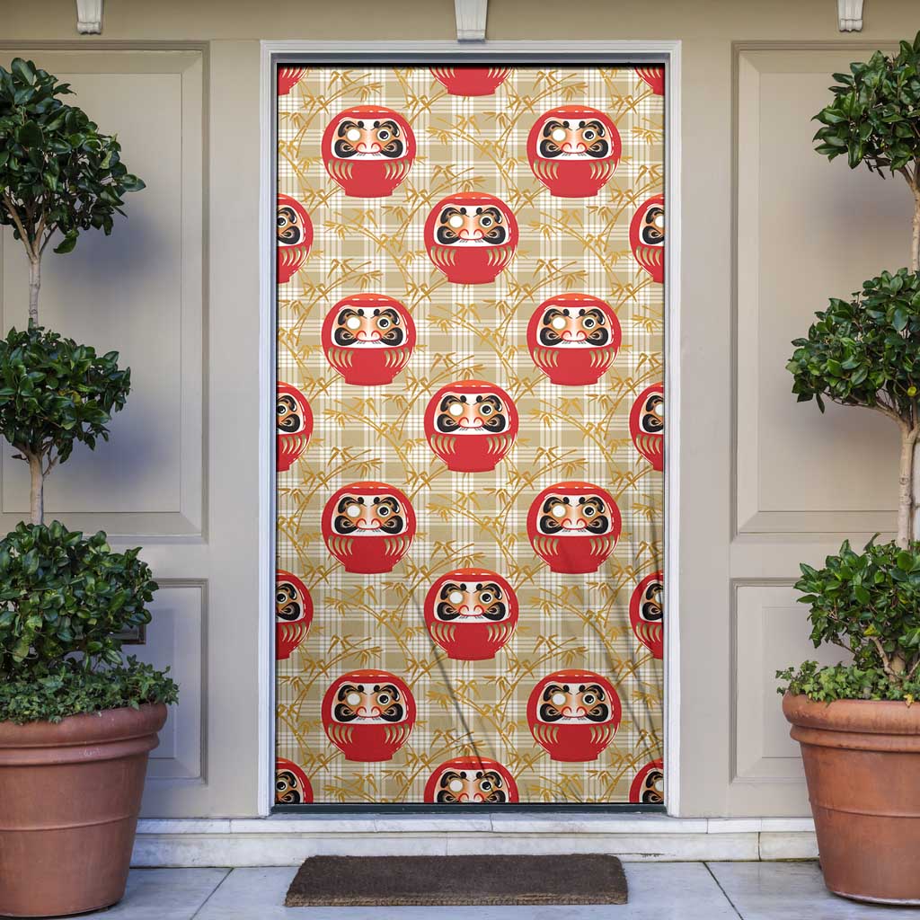 Japanese Daruma Doll Door Cover Palaka With Seamless Bamboo Pattern - Polynesian Pride