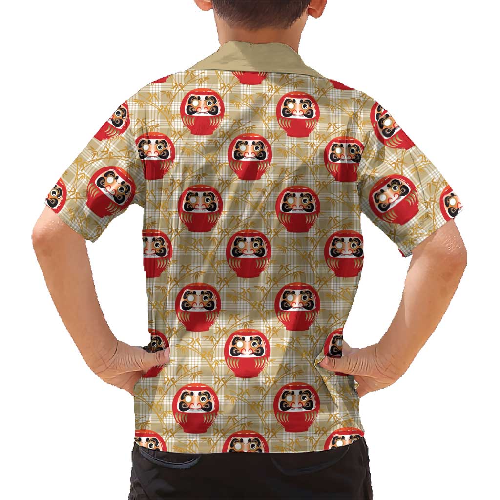 Japanese Daruma Doll Family Matching Off Shoulder Maxi Dress and Hawaiian Shirt Palaka With Seamless Bamboo Pattern LT14 - Polynesian Pride
