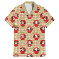 Japanese Daruma Doll Family Matching Summer Maxi Dress and Hawaiian Shirt Palaka With Seamless Bamboo Pattern LT14 Dad's Shirt - Short Sleeve Beige - Polynesian Pride