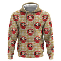Japanese Daruma Doll Hoodie Palaka With Seamless Bamboo Pattern - Polynesian Pride