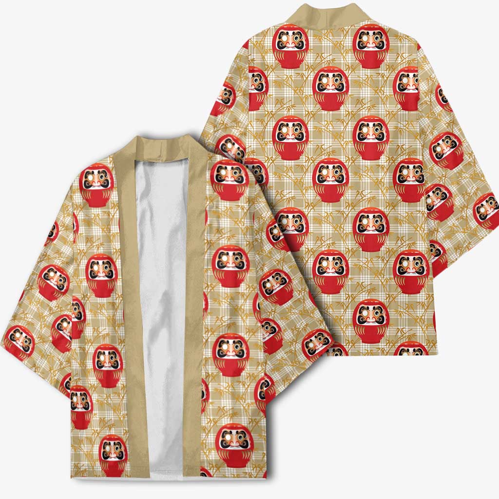Japanese Daruma Doll Kimono Palaka With Seamless Bamboo Pattern - Polynesian Pride