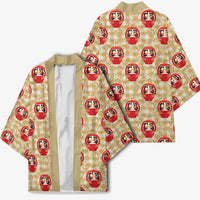 Japanese Daruma Doll Kimono Palaka With Seamless Bamboo Pattern - Polynesian Pride