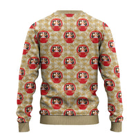 Japanese Daruma Doll Ugly Christmas Sweater Palaka With Seamless Bamboo Pattern LT14 - Polynesian Pride
