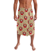 Japanese Daruma Doll Lavalava Palaka With Seamless Bamboo Pattern LT14 Beige - Polynesian Pride