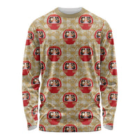 Japanese Daruma Doll Long Sleeve Shirt Palaka With Seamless Bamboo Pattern - Polynesian Pride