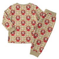 Japanese Daruma Doll Christmas Pajama Set Palaka With Seamless Bamboo Pattern LT14 - Polynesian Pride