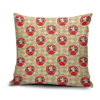 Japanese Daruma Doll Pillow Cover Palaka With Seamless Bamboo Pattern LT14 Beige - Polynesian Pride