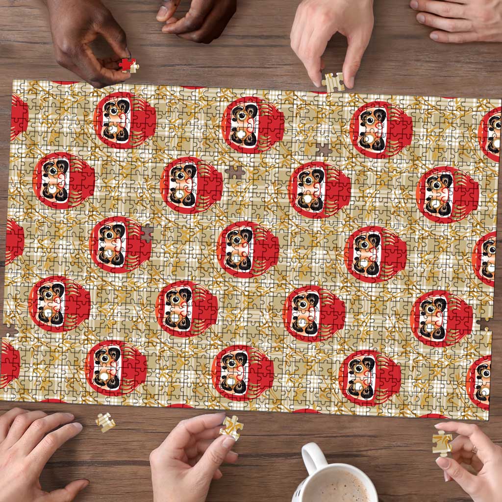 Japanese Daruma Doll Puzzle Palaka With Seamless Bamboo Pattern - Polynesian Pride