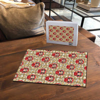 Japanese Daruma Doll Puzzle Palaka With Seamless Bamboo Pattern - Polynesian Pride