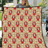 Japanese Daruma Doll Quilt Palaka With Seamless Bamboo Pattern LT14 Beige - Polynesian Pride