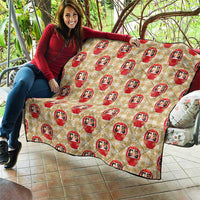 Japanese Daruma Doll Quilt Palaka With Seamless Bamboo Pattern LT14 - Polynesian Pride