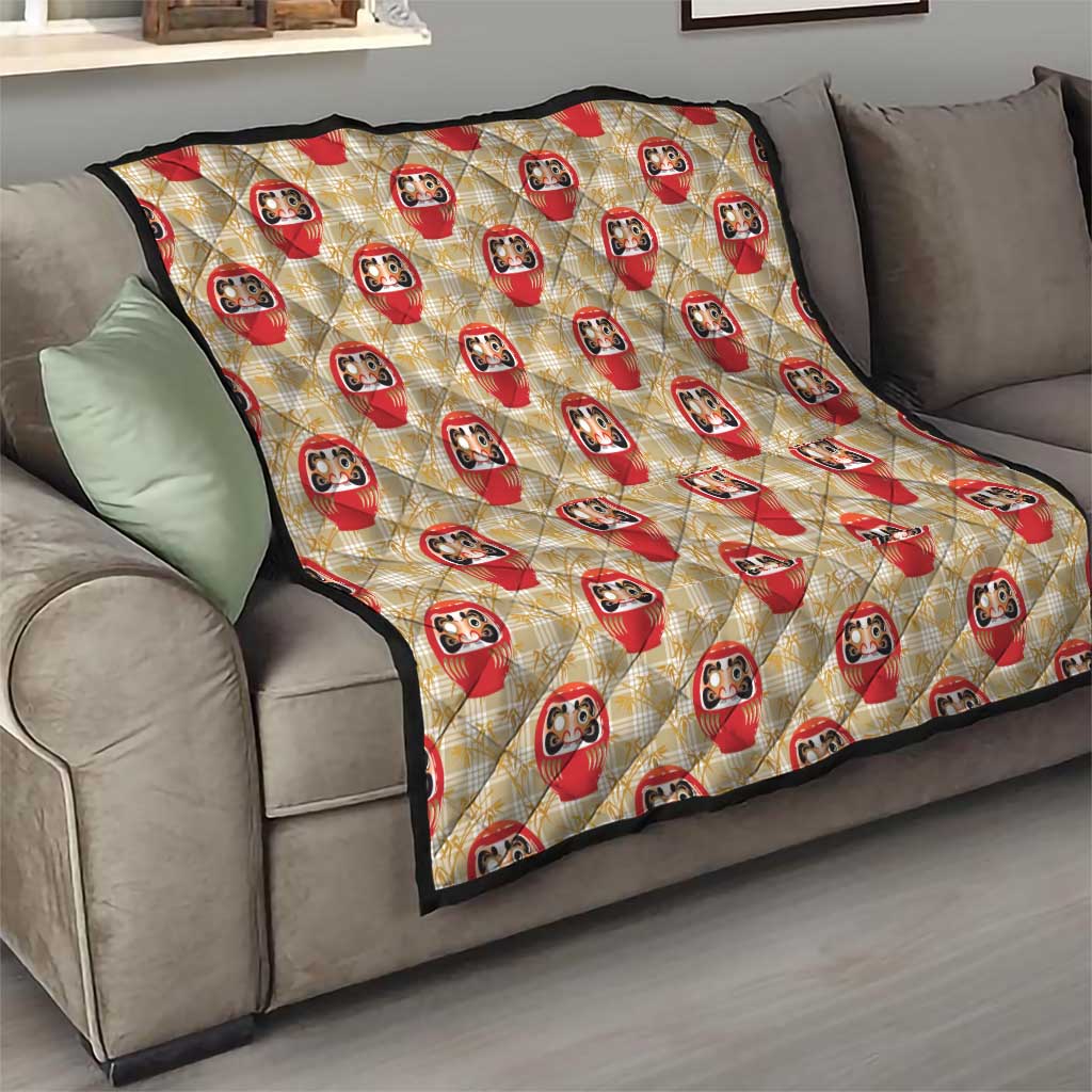 Japanese Daruma Doll Quilt Palaka With Seamless Bamboo Pattern LT14 - Polynesian Pride