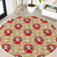 Japanese Daruma Doll Round Carpet Palaka With Seamless Bamboo Pattern - Polynesian Pride