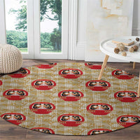 Japanese Daruma Doll Round Carpet Palaka With Seamless Bamboo Pattern - Polynesian Pride