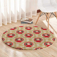 Japanese Daruma Doll Round Carpet Palaka With Seamless Bamboo Pattern - Polynesian Pride