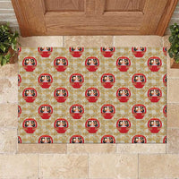 Japanese Daruma Doll Rubber Doormat Palaka With Seamless Bamboo Pattern LT14 Beige - Polynesian Pride