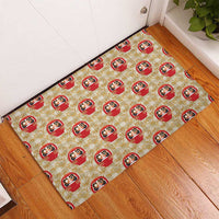Japanese Daruma Doll Rubber Doormat Palaka With Seamless Bamboo Pattern LT14 - Polynesian Pride