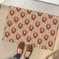 Japanese Daruma Doll Rubber Doormat Palaka With Seamless Bamboo Pattern LT14 - Polynesian Pride
