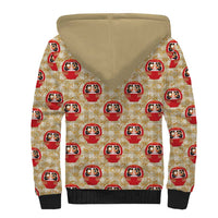 Japanese Daruma Doll Sherpa Hoodie Palaka With Seamless Bamboo Pattern LT14 - Polynesian Pride