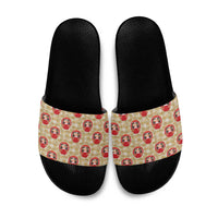 Japanese Daruma Doll Slide Sandals Palaka With Seamless Bamboo Pattern LT14 Beige - Polynesian Pride