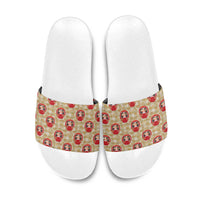 Japanese Daruma Doll Slide Sandals Palaka With Seamless Bamboo Pattern LT14 Beige - Polynesian Pride