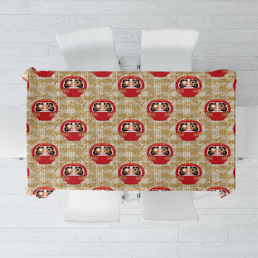 Japanese Daruma Doll Tablecloth Palaka With Seamless Bamboo Pattern LT14 Beige - Polynesian Pride