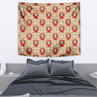 Japanese Daruma Doll Tapestry Palaka With Seamless Bamboo Pattern LT14 - Polynesian Pride